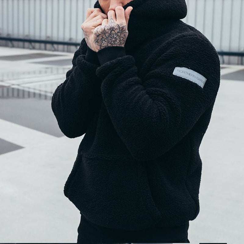 Men's Plush Hoodies Sweatshirt With Big Pocket Fashion Long-sleeved Pullover Hooded Top Solid Clothing Nexora Store