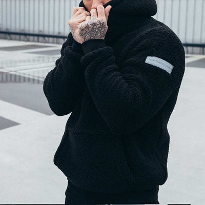 Men's Plush Hoodies Sweatshirt With Big Pocket Fashion Long-sleeved Pullover Hooded Top Solid Clothing Nexora Store