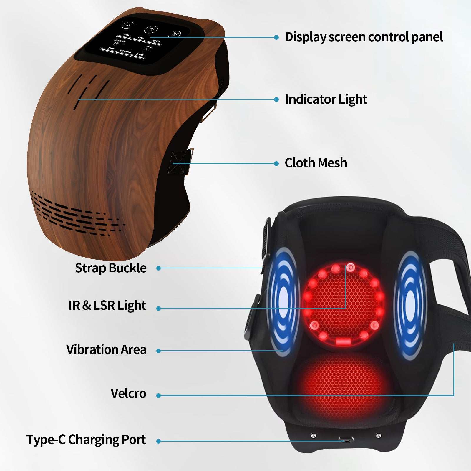 Intelligent Home Use Electric Intelligent Kneading Heating Knee Massager Rechargeable Pain Relief Infrared Laser Vibration Knee Massager Nexora Store