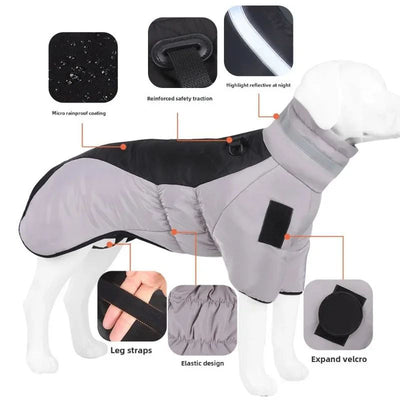 Waterdichte grote hondenjas, warme hondenkleding, winterjas, Franse hond, reflecterende hondenjas voor koud weer, sneeuwjas voor huisdieren Ritchy's Shop