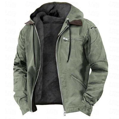 Winter Hooded Coat With Pockets Fashion Warm Fleece Zip-up Jacket Casual Outwear Men's Clothing Nexora Store