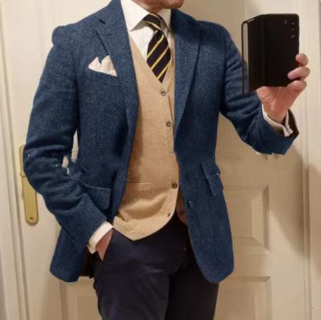 Nieuw herenpak visgraatjas casual slim fit Nexora Store