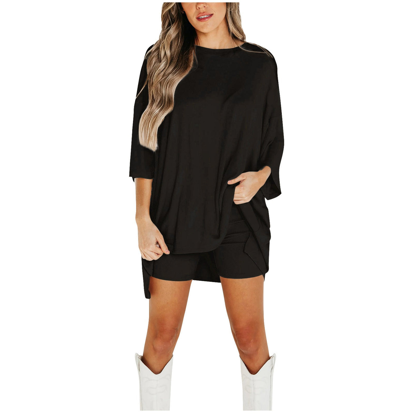 Zomer Shorts Pak Mode Losse Korte Mouwen T-shirt En Slanke Strakke Broek Dameskleding Ritchy's Shop