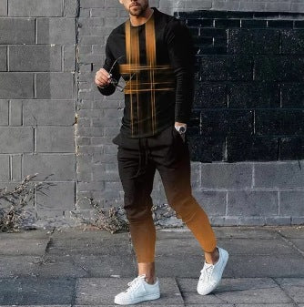 Etnische stijl bedrukte lange mouwen broekpak voor heren Ritchy's Shop