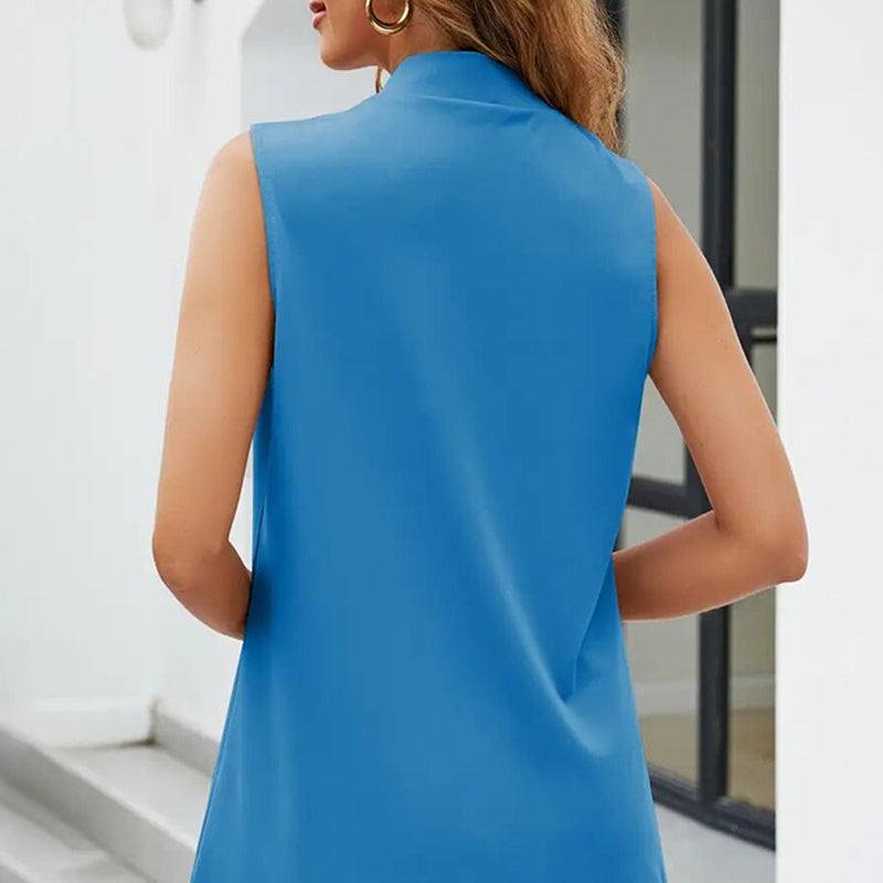 Elegante effen mouwloze vestcardigan voor dames - opstaande kraag zomeroutfit Ritchy's Shop