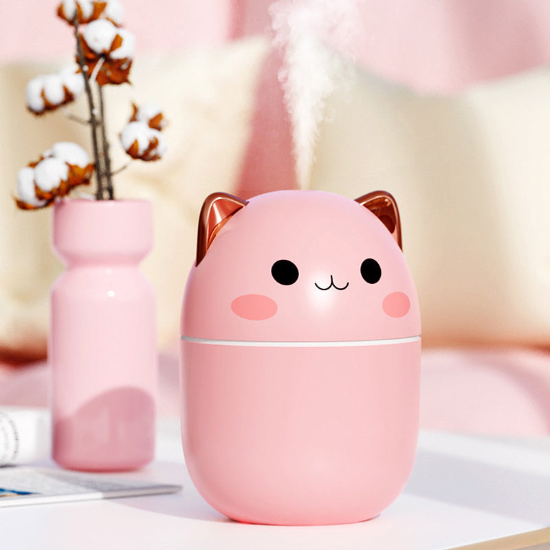 Luchtbevochtiger schattige kat ultrastille USB kantoor huishouden slaapkamer auto aromatherapie luchtreiniger met led koele mist spray Mijn winkel