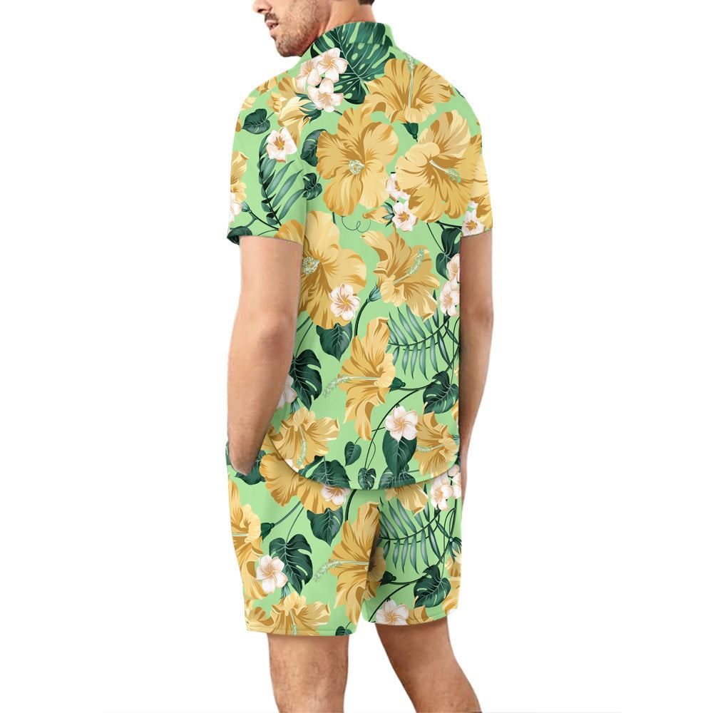 Europese maat heren casual los overhemd Hawaii Seaside 3D digitaal printen strand korte mouwen shorts Ritchy's Shop