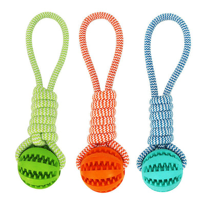 Hondenspeelgoed, Interactieve snoepjesballen van henneptouw, Rubberen lekkende ballen voor kleine honden, Kauwspeelgoed, Bijtbestendig speelgoed voor het reinigen van de tanden van huisdieren, Bijtbestendige speelgoedbal voor huisdieren, Honden, Puppy's Nexora Store