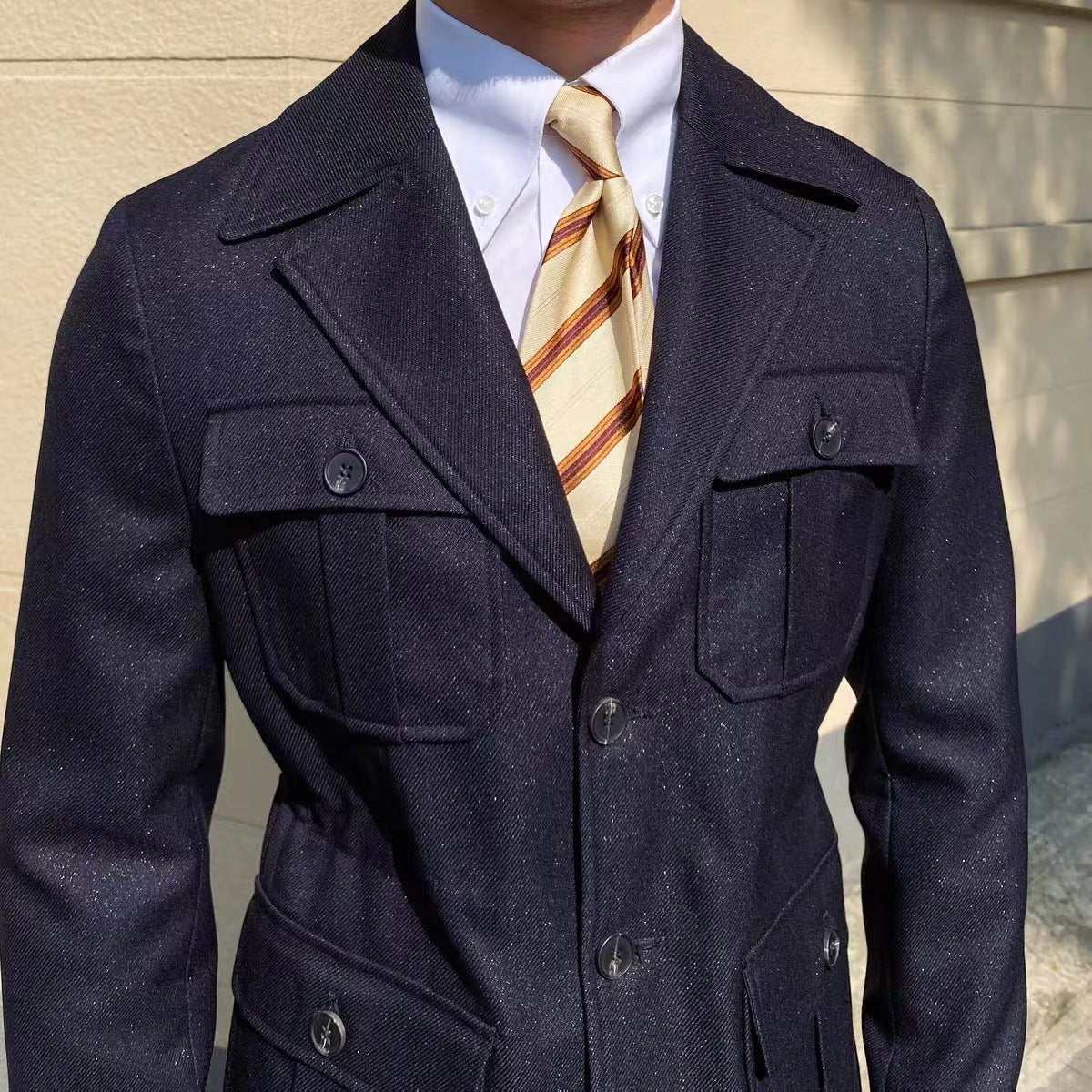 Herfst- en winterjas van Britse stijl met kraag en hoge kwaliteit Ritchy's Shop