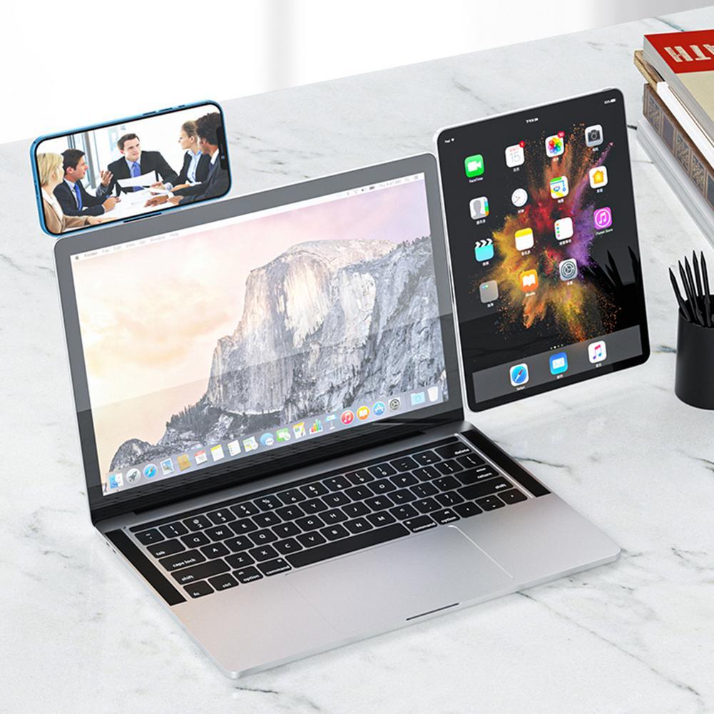 Laptoptelefoonhouder, verstelbare laptopbevestigingsclip aan de zijkant, magnetische laptopmonitorhouder, computerlaptop- en mobiele telefoonstandaard, opvouwbare aluminium uitbreidingsbeugel, tabletclip voor dubbel scherm Nexora Store