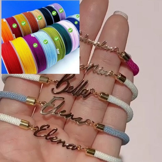 Gepersonaliseerde kleurrijke touwketting met aangepaste naamarmband, gepersonaliseerde verstelbare naamsieraden voor meisjes Nexora Store