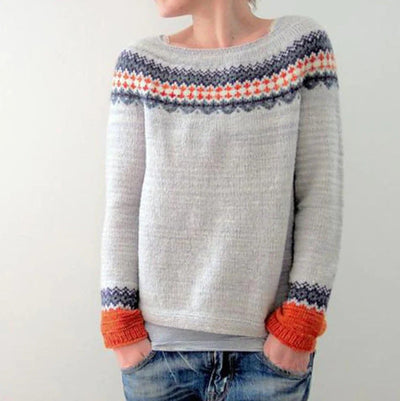 Damesmode ronde hals multicolor losse vrijetijds trui gebreide trui Ritchy's Shop