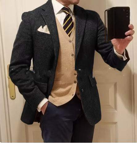 Nieuw herenpak visgraatjas casual slim fit Nexora Store