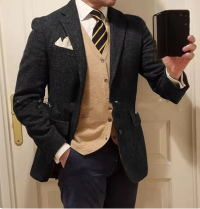 Nieuw herenpak visgraatjas casual slim fit Nexora Store