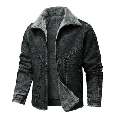 Retro revers losse katoenen jas fleece gevoerde verdikking denim jas Ritchy's Shop