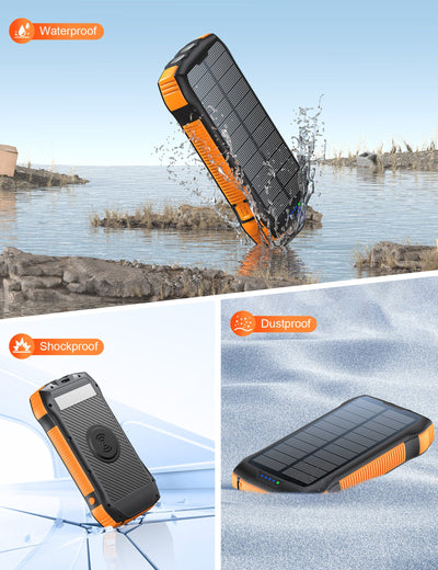 Nieuw product Grote capaciteit 20000mAh 3 USB C zaklamp IP67 waterdichte hoge snelheid draadloze oplader zonne-energie powerbank Nexora Store