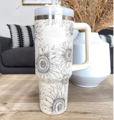 40 Oz Tumbler met handvat, rietje, geïsoleerd, roestvrij staal, morsbestendig, vacuüm koffiebeker, beker met deksel, taps toelopende mok, cadeaus voor Valentijnsliefhebbers, geschikt voor in de auto, sportschool, kantoor, reizen Ritchy's Shop
