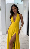 Sexy Halterneck V-hals Splitjurk Zomer Rugloze Strappy Rok Mode Temperament Kleding Vrouwen Nexora Store