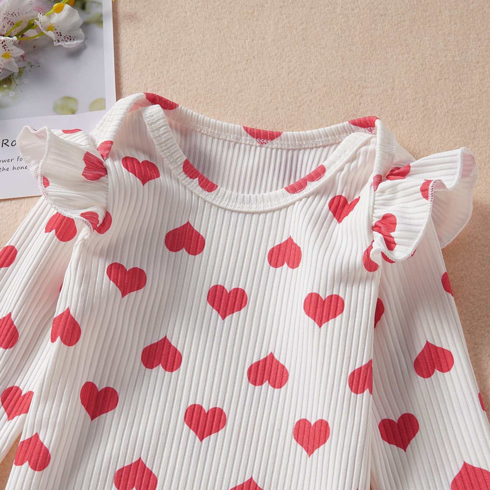 Set van twee witte Valentijnsdag-shirts met top, wijde broek en tweedelige set voor baby's en kinderen Ritchy's Shop