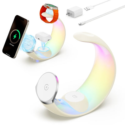 4-in-1 Crescent magnetische draadloze opladerstandaard voor meerdere apparaten, GEEN stekker Nexora Store