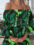 volledige grootte bloemen off-shoulder mini-jurk met volantmouwen in grote maten