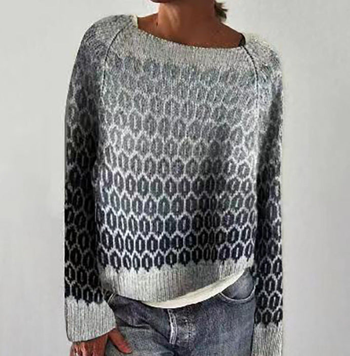 Damesmode ronde hals multicolor losse vrijetijds trui gebreide trui Ritchy's Shop