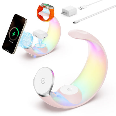4-in-1 Crescent magnetische draadloze opladerstandaard voor meerdere apparaten, GEEN stekker Nexora Store