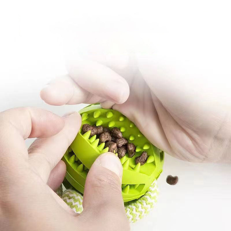 Hondenspeelgoed, Interactieve snoepjesballen van henneptouw, Rubberen lekkende ballen voor kleine honden, Kauwspeelgoed, Bijtbestendig speelgoed voor het reinigen van de tanden van huisdieren, Bijtbestendige speelgoedbal voor huisdieren, Honden, Puppy's Nexora Store