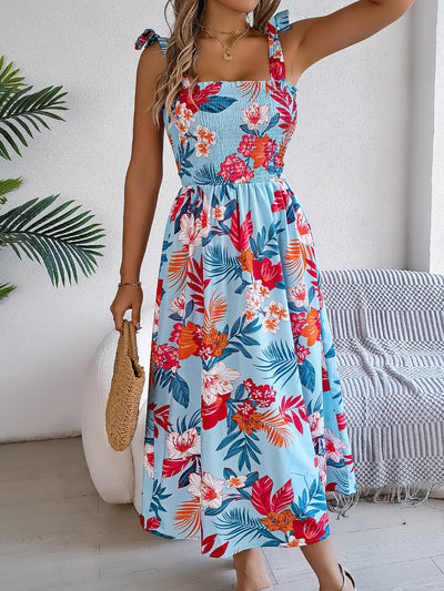 Bloemenprint jarretelle korset jurk in mode vakantie strand lange jurken zomerkleding voor vrouwen Nexora Store
