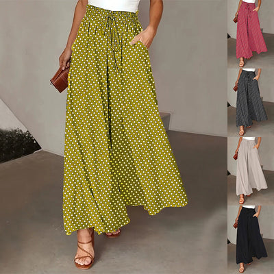 Broek met stippenprint, modieuze losse elastische taille, wijde broeken voor dameskleding Mijn winkel