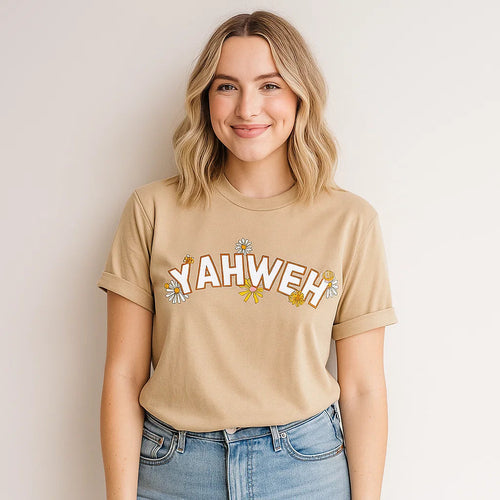 YAHWEH Floral Graphic Tee, Christelijk Geloof Shirt Nexora Store