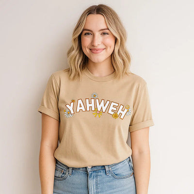 YAHWEH Floral Graphic Tee, Christelijk Geloof Shirt Nexora Store