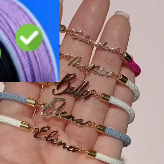 Gepersonaliseerde kleurrijke touwketting met aangepaste naamarmband, gepersonaliseerde verstelbare naamsieraden voor meisjes Nexora Store