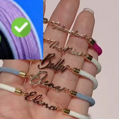 Gepersonaliseerde kleurrijke touwketting met aangepaste naamarmband, gepersonaliseerde verstelbare naamsieraden voor meisjes Nexora Store