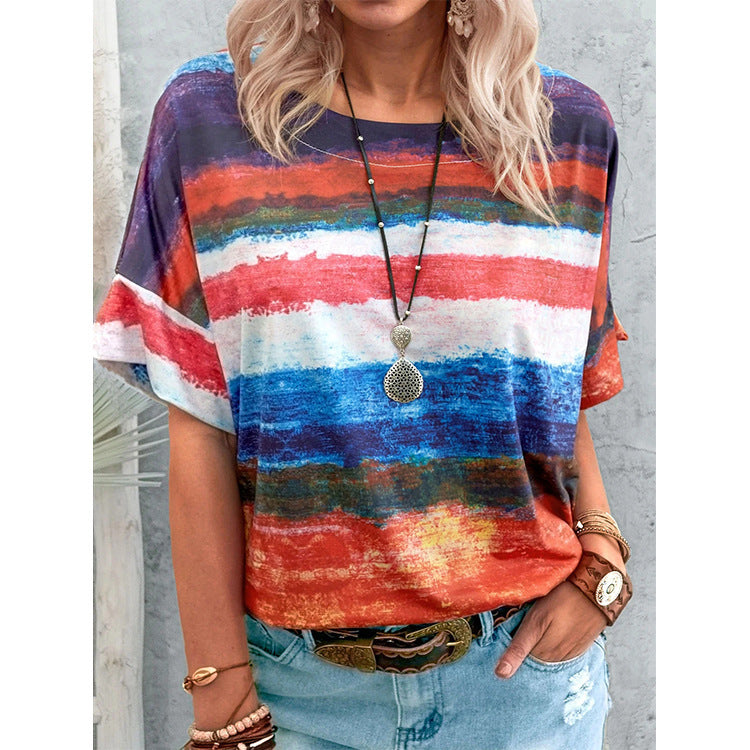 Dames T-shirt met korte mouwen en gradiëntcontrast Ritchy's Shop