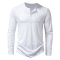 Men's Long-sleeved T-shirt Fashion Casual Solid Color Pullover Button Top Autumn And Spring Clothing Nexora Store