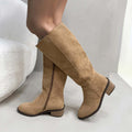 Chunky Heel Small Slim Suede Over The Knee Side Zipper Boots Nexora Store