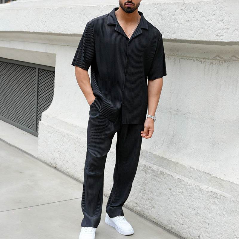 Sportief herenpak, modieus, casual, korte mouwen, broek, tweedelig, set Ritchy's Shop
