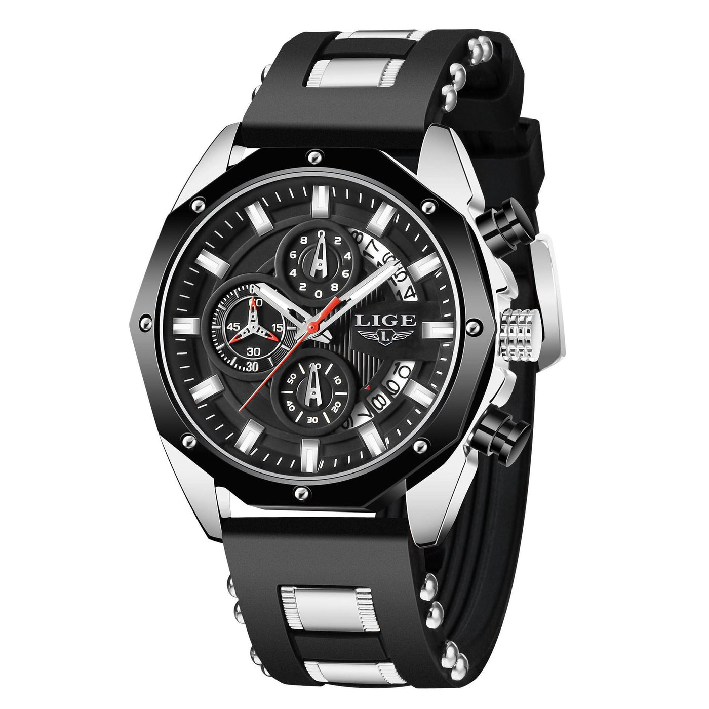 Mode Herenhorloges Topmerk Luxe Siliconen Sporthorloge Heren Kwarts Datum Klok Waterdicht Polshorloge Chronograaf Ritchy's Shop