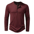 Men's Long-sleeved T-shirt Fashion Casual Solid Color Pullover Button Top Autumn And Spring Clothing Nexora Store