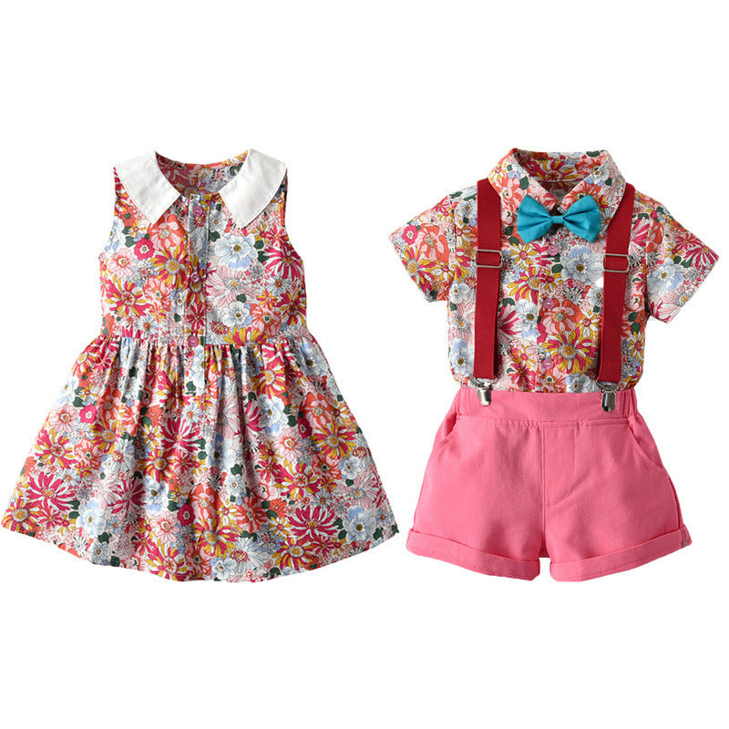 Schattige bloemen prinses shirt shorts tweedelig setje Nexora Store