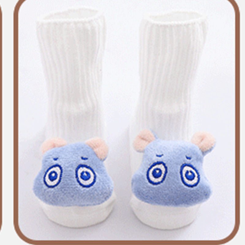 baby socks with blue bear face design soft breathable cotton babysokjes