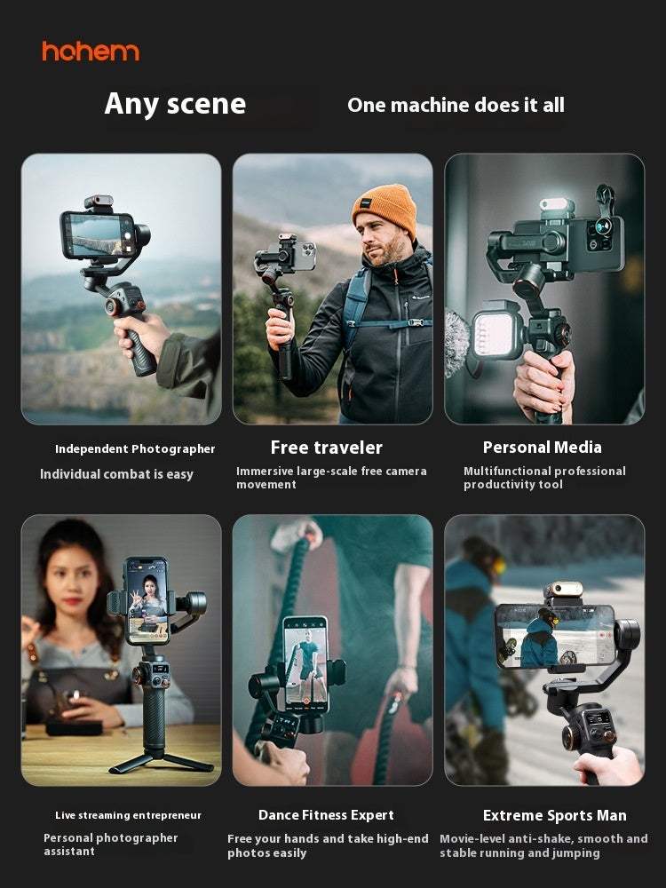 mobiele telefoonstabilisator handheld gimbal for smooth video with adjustable phone mount and LED light features
