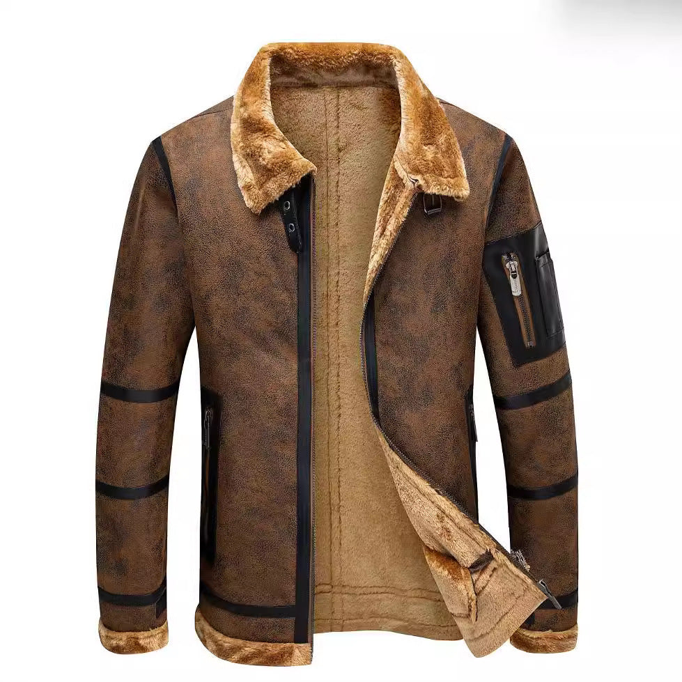 Heren herfst- en winterjas met fleecevoering en dikke bontkraag Ritchy's Shop