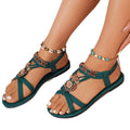 Dames ronde neus vintage platte vakantie stijl sandalen met kralen Ritchy's Shop