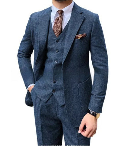 Heren visgraat enkelrijs casual slim pak Nexora Store