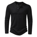 Men's Long-sleeved T-shirt Fashion Casual Solid Color Pullover Button Top Autumn And Spring Clothing Nexora Store