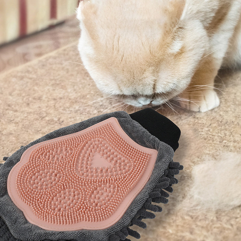 2-in-1 verzorgingshandschoen voor huisdieren, elegante hondenverzorgingstool voor borstelen, masseren en drogen, verzorgingsset voor honden en katten, 2-zijdige badborstel, reinigings- en massagehandschoen Ritchy's Shop