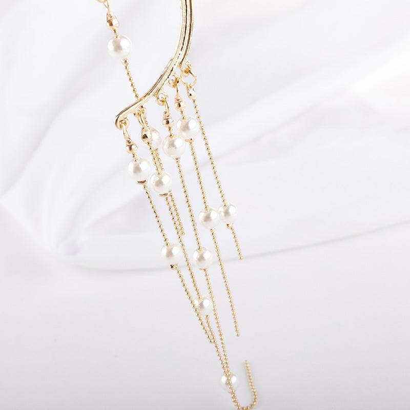 Long Thin And Thin Temperament Fringed Pearl Earrings Nexora Store