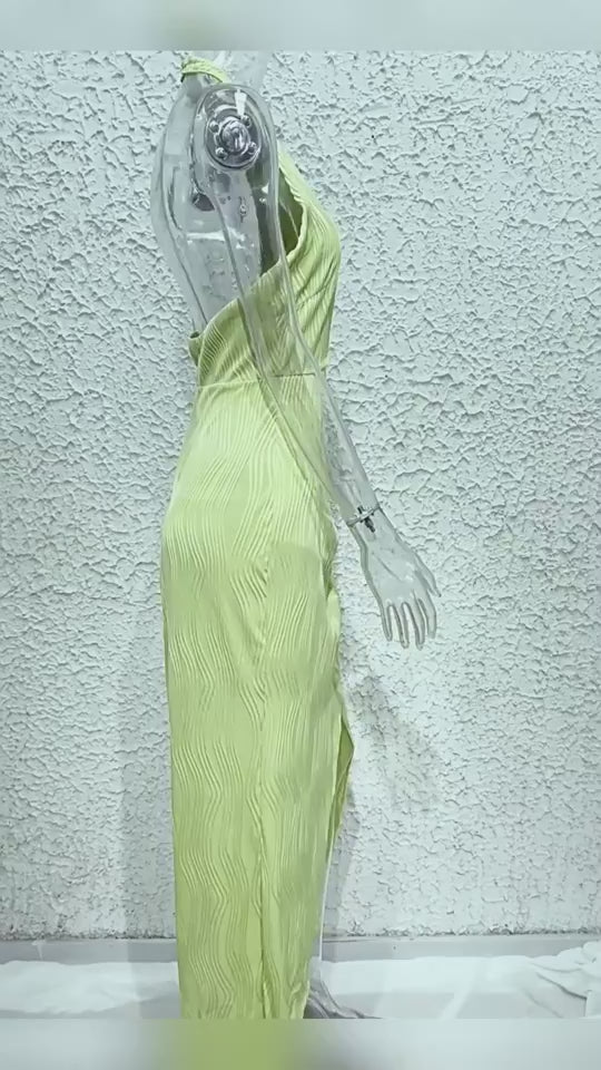 Ins Halter Split Lange Jurk Zomer Slim Fit Rugloze Jurken Effen High-end Dameskleding